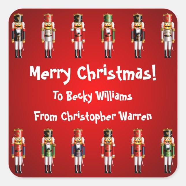 Nutty Nutcracker Toy Soldiers Army Cartoon Square Sticker (Front)