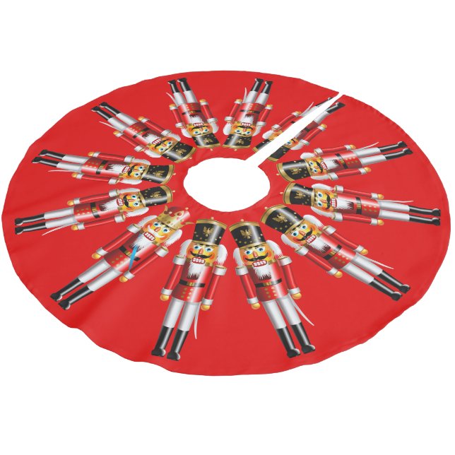 Nutty Nutcrackers Army Brushed Polyester Tree Skirt (Angled)