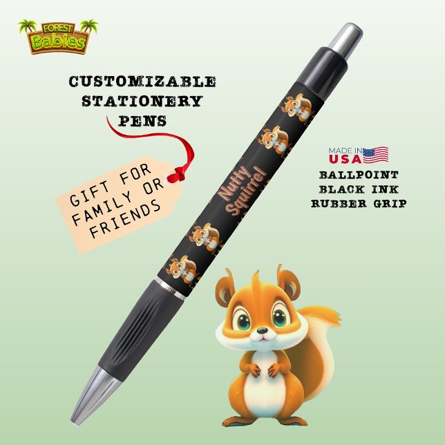 Nutty Squirrel Cute Animal Woodland Wildlife 🐿 (Adorable Wild Nutty Squirrel Fall Forest Creature Nature Wildlife Animal Stationery Pen Gift 🐿🎁)