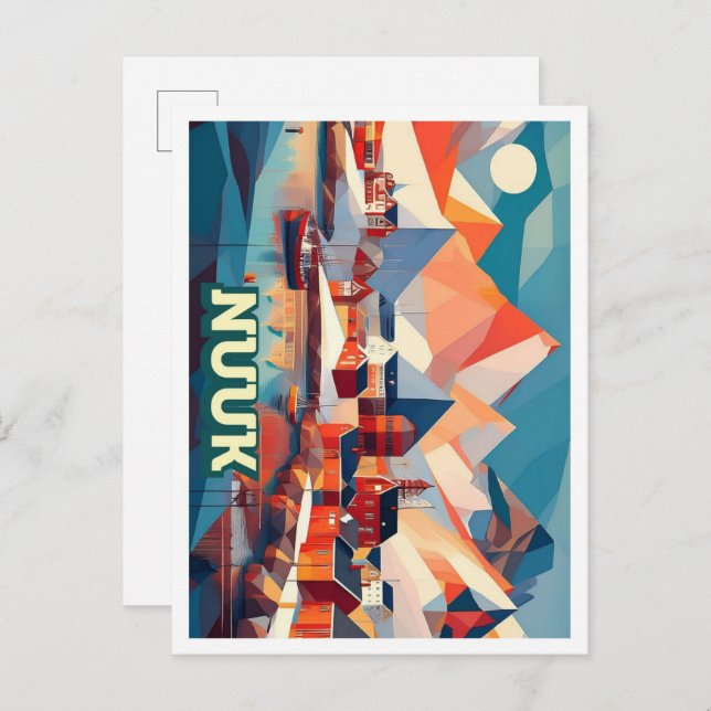 Nuuk Greenland Travel artistic colourful Postcard (Front/Back)