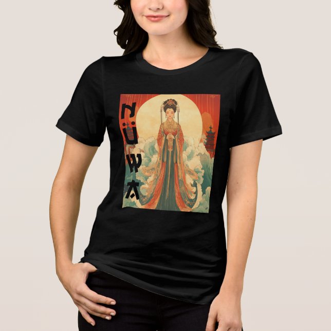 Nuwa Chinese Goddess Traditional Mythology Art Tri-Blend Shirt (Front)