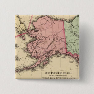 NW America Map by Mitchell 15 Cm Square Badge