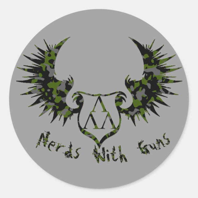 NWG-CAMMO-ARCH-GLOW copy, cammo-trilam-logo-wings Classic Round Sticker (Front)