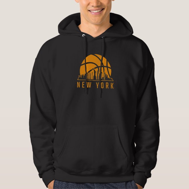 Ny Basketball Sport Fans Player New York Skyline G Hoodie (Front)