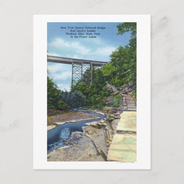 NY Central RR Bridge, Jacob's Ladder Postcard (Front)