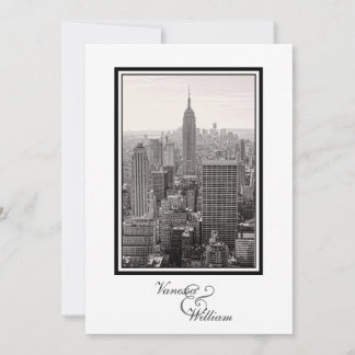 NY City Skyline ESB BW Wedding Invite
