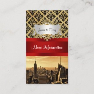 NY City Skyline Sepia B4 Damask Info Card
