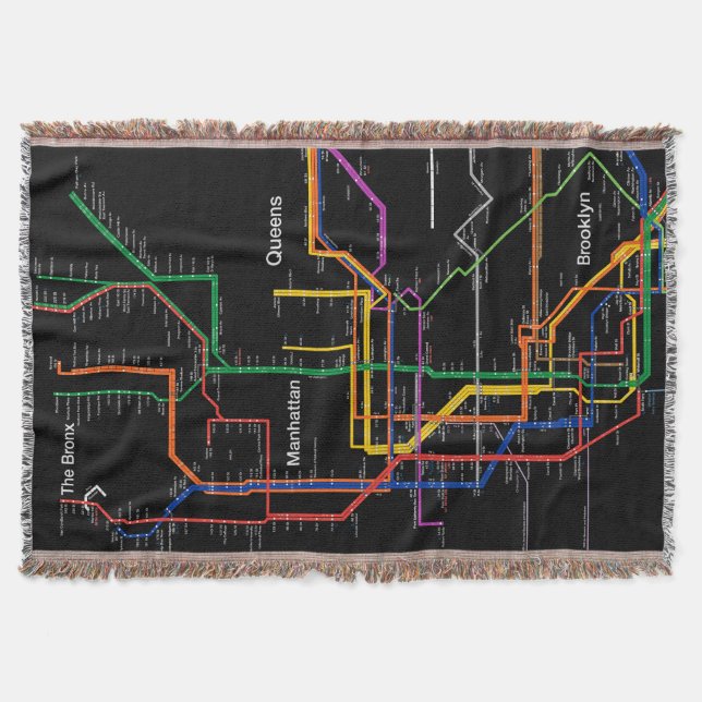 NY-City subway map Throw Blanket (Front)