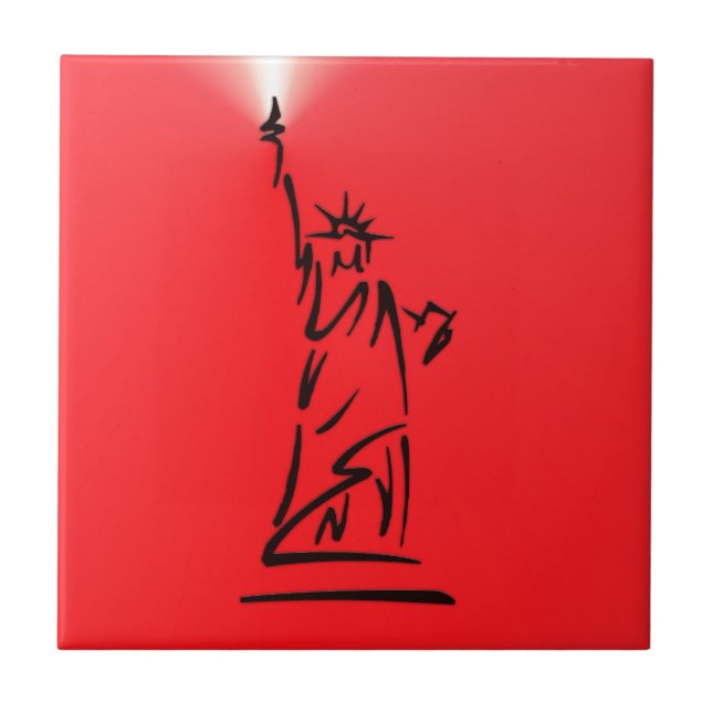 NY Lady Liberty Red Tile (Front)