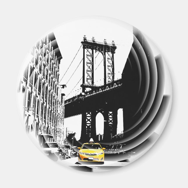 Ny New York City Yellow Taxi Nyc Pop Art Image Magnet (Front)