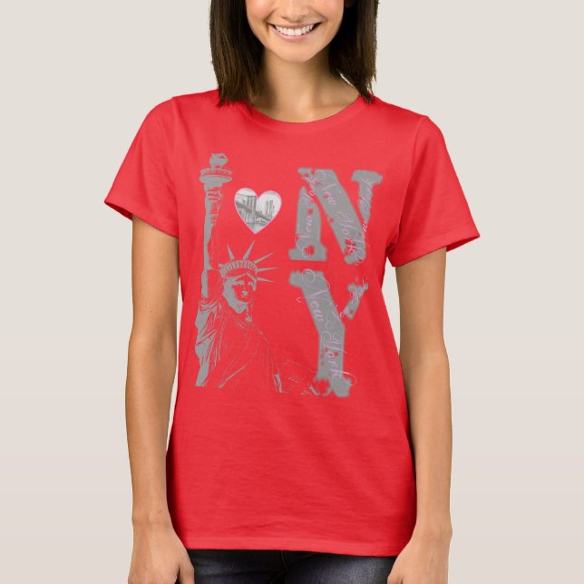 NY New York, Skyline, Liberty for Women and Girls T-Shirt (Front)