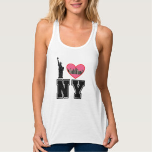 NY New York with City Heart Photo, Liberty Singlet