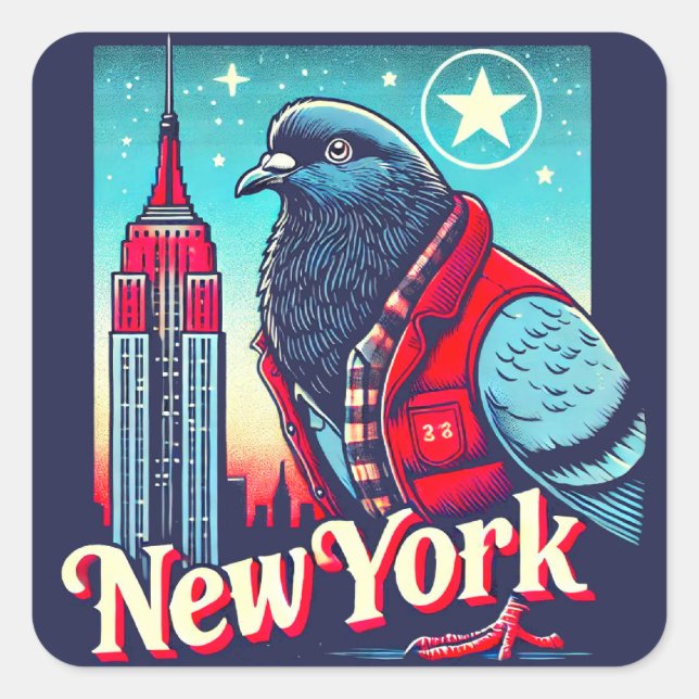 NY PIGEON 2 SQUARE STICKER (Front)
