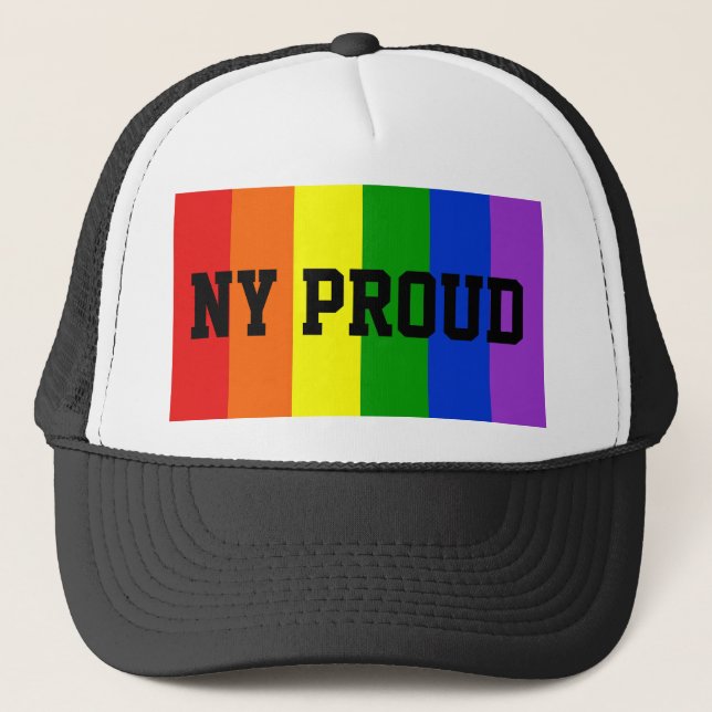 NY Proud Gay Rainbow Flag Ball Cap (Front)
