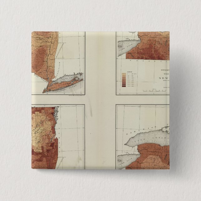 NY rainfall, population, elevation, temperature 15 Cm Square Badge (Front)