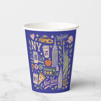 ny retro collage design paper cups