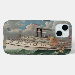 NY Voyage Grand Paddlewheel Steamboat The Pilgrim iPhone 15 Case