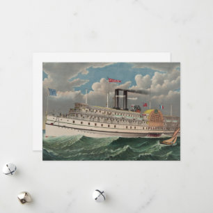 NY Voyage Grand Paddlewheel Steamboat The Pilgrim  Holiday Card
