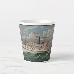 NY Voyage Grand Paddlewheel Steamboat The Pilgrim  Latte Mug