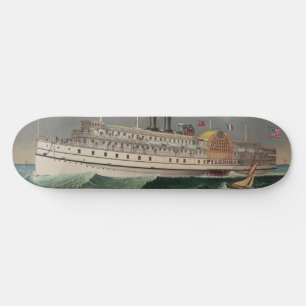 NY Voyage Grand Paddlewheel Steamboat The Pilgrim Skateboard