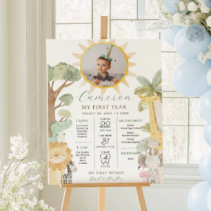 Nyala Safari Animals First Birthday Milestone Poster