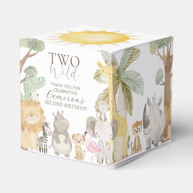 Nyala Safari Animals Two Wild Second Birthday Favour Box (Back Side)