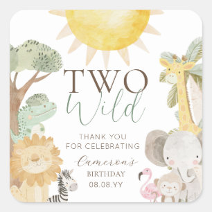 Nyala Safari Animals Two Wild Second Birthday Square Sticker