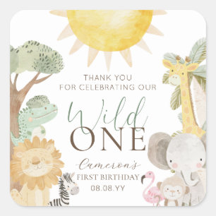 Nyala Safari Animals Wild One First Birthday Square Sticker