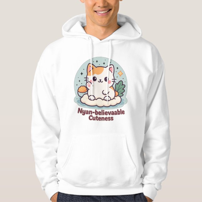 Nyan-believable Cuteness – Cute Kawaii Cat Hoodie (Front)