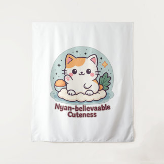 Nyan-believable Cuteness – Cute Kawaii Cat Tapestry