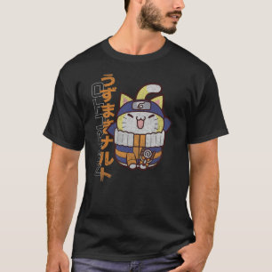 Nyaruto Cute Naruto Uzumaki Cat Distressed Chest P T-Shirt