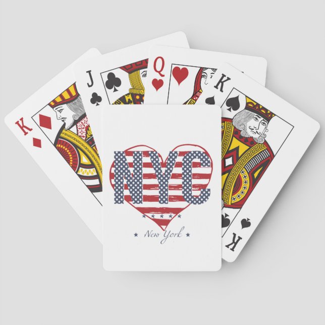 NYC American Flag Heart Playing Cards (Back)