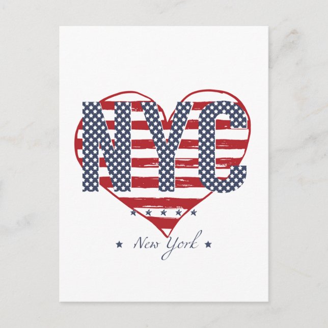 NYC American Flag Heart Postcard (Front)