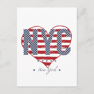 NYC American Flag Heart Postcard