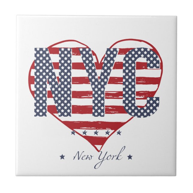 NYC American Flag Heart Tile (Front)