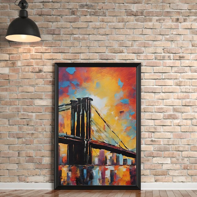NYC at Sunset Abstract unframed Poster (Available in a variety of sizes, this unframed poster can be purchased with or without a faux mat.)