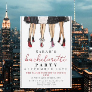 NYC Bachelorette Little Black Dress Party Invitation