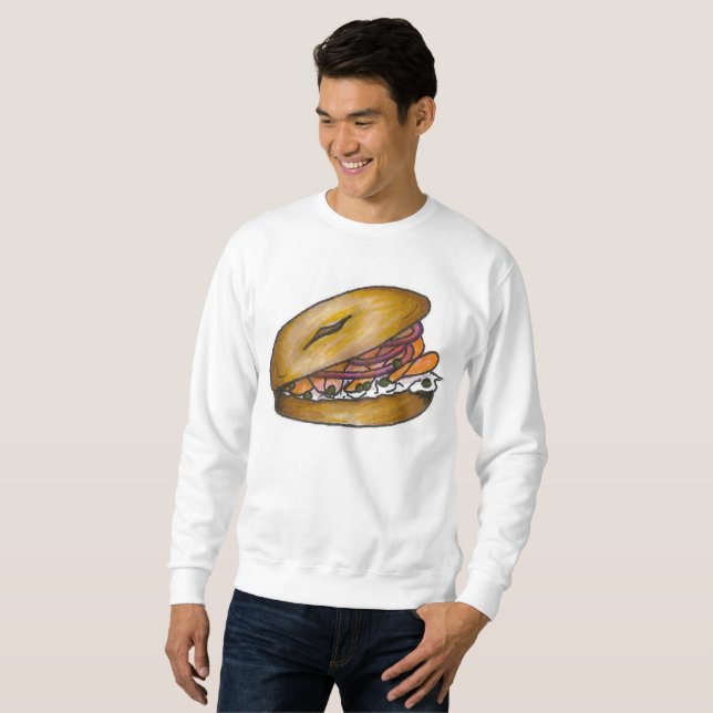 NYC Bagel Onion Cream Cheese Lox Capers Sweatshirt (Front Full)