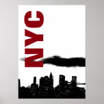 NYC Black White Manhattan Silhouette Pop Art Poster<br><div class="desc">American Iconic Symbols - Silhouette of Manhattan District,  New York City - Photo Digitally Edited Poster Artwork</div>