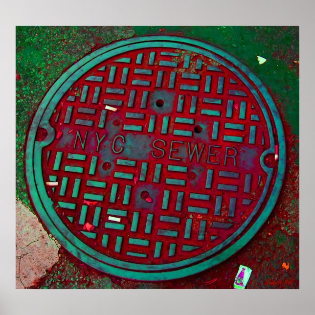 NYC Broadway Street Manhole Cover Art Print  (Front)