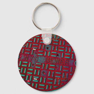 NYC Broadway Street Manhole Cover Key Ring