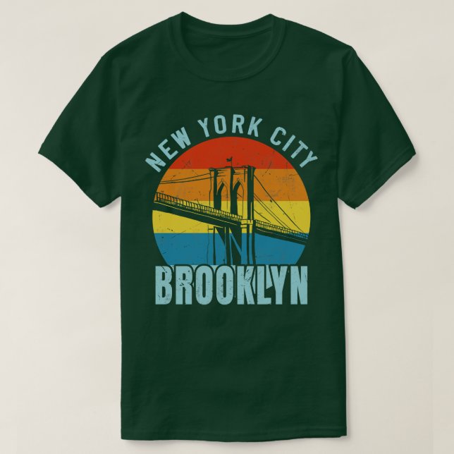 NYC Brooklyn Bridge Retro T-Shirt (Design Front)