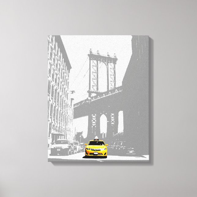 Nyc Brooklyn Bridge Yellow Taxi New York City Canvas Print (Front)