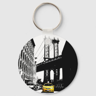 Nyc Brooklyn Bridge Yellow Taxi New York City Key Ring