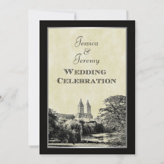 NYC Central Park Lake San Remo Etched Frm Wedding Invitation
