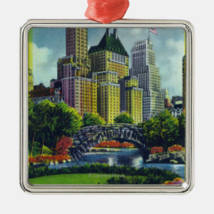 NYC Central Park View of 5th Ave Hotels Metal Tree Decoration