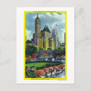 NYC Central Park View of 5th Ave Hotels Postcard