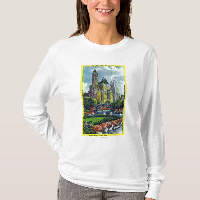 NYC Central Park View of 5th Ave Hotels T-Shirt (Front)