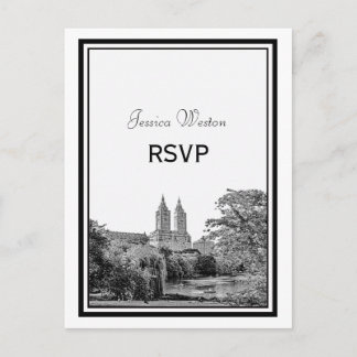 NYC Centrl Pk Lake San Remo Etched RSVP 1 Invitation Postcard