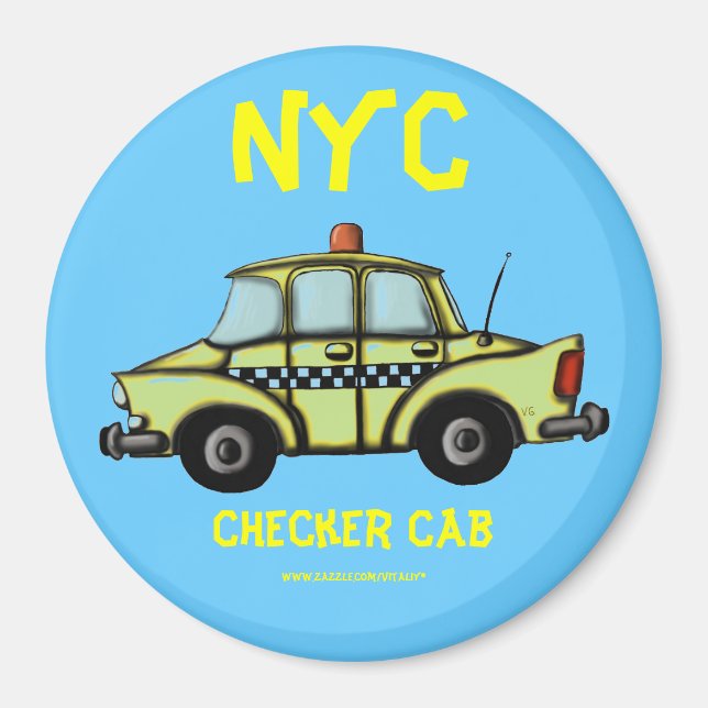 NYC, Chequered cab cool magnet (Front)